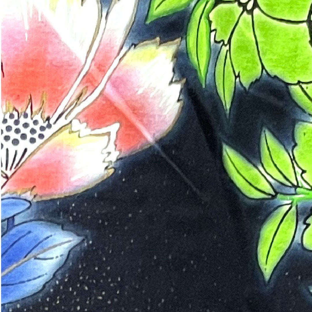 Yukata, floral pattern, cotton, S rank, single layer, length 159.5cm, sleeve length 65cm, black, 1118003332310
