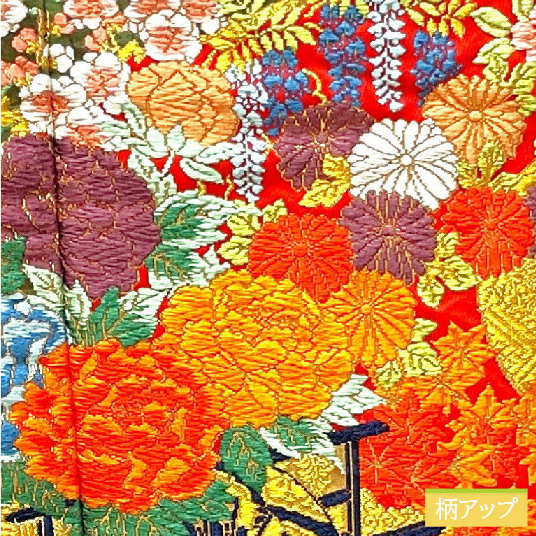 色打掛 正絹 身丈192cm 裄丈65cm  唐織 花車 草花模様 Sランク 袷 グラデーション系 1110000752999