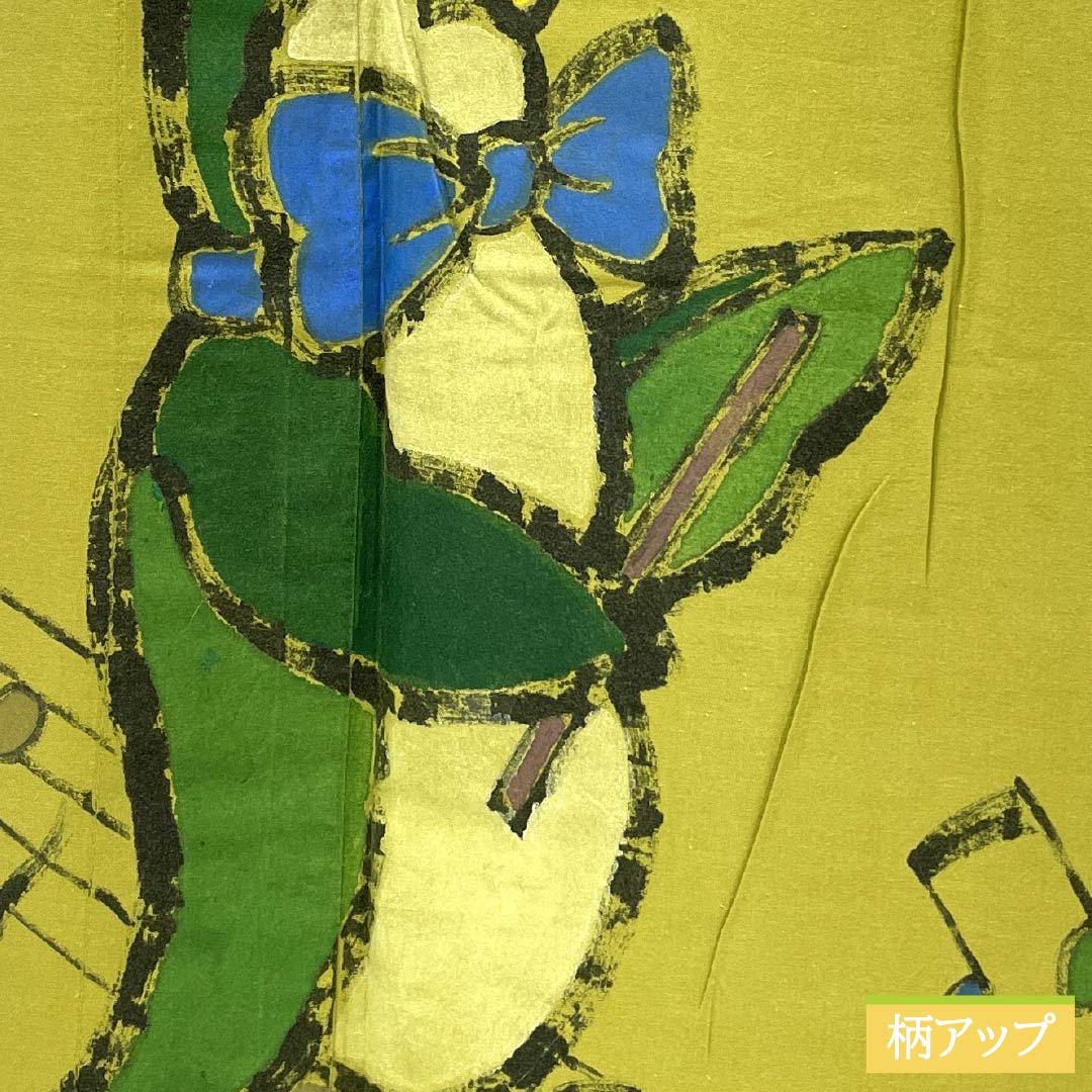 Cotton Yukata, Length 153cm, Sleeve Length 62.5cm, Rank A, Single-Layer, Light Yellow (Asakikiiro), Penguin Design, Product Number 1118005783223