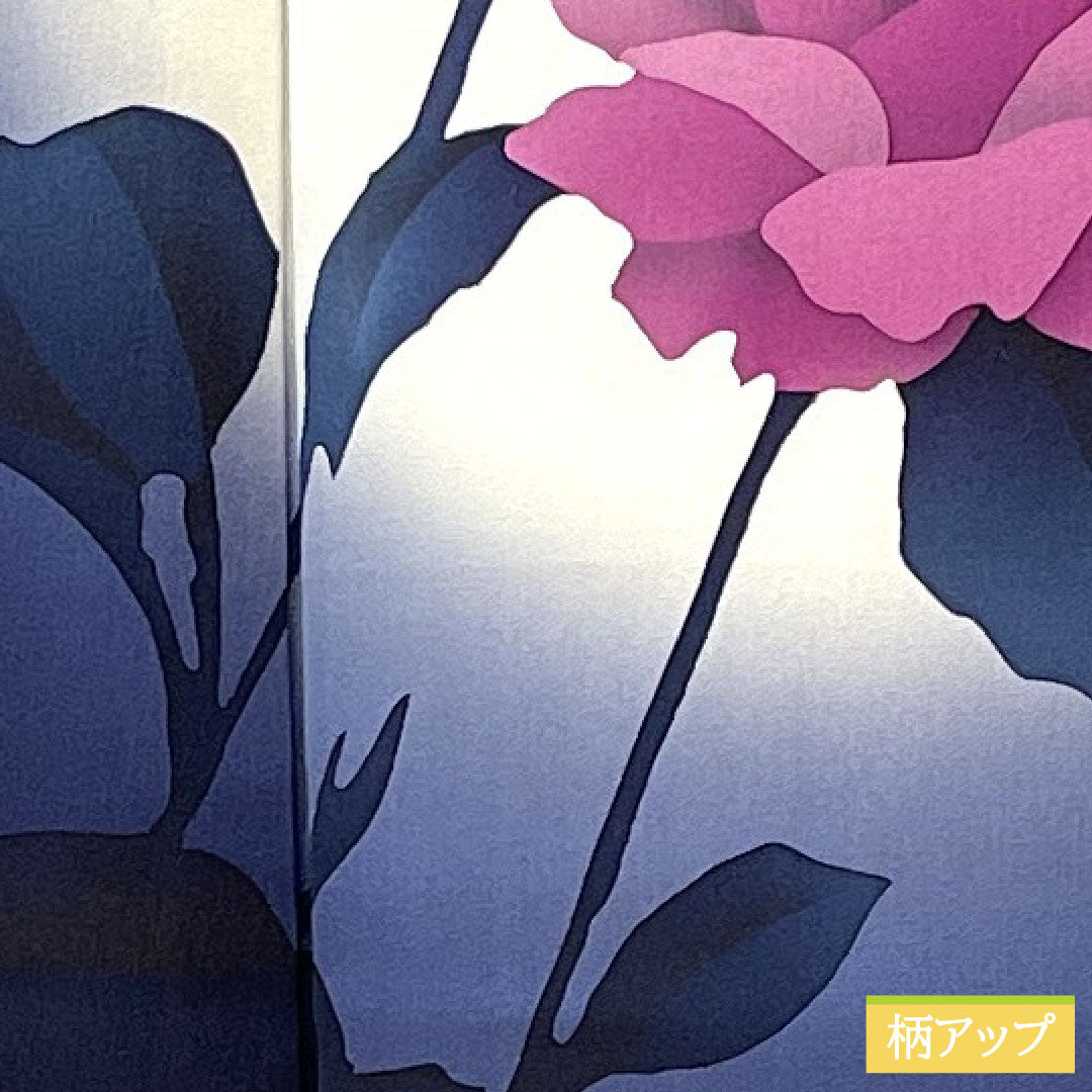 Homongi, pure silk, lined, length 159cm, sleeve length 65cm, dark blue, butterfly, rose, A rank, navy blue, 1112005883318