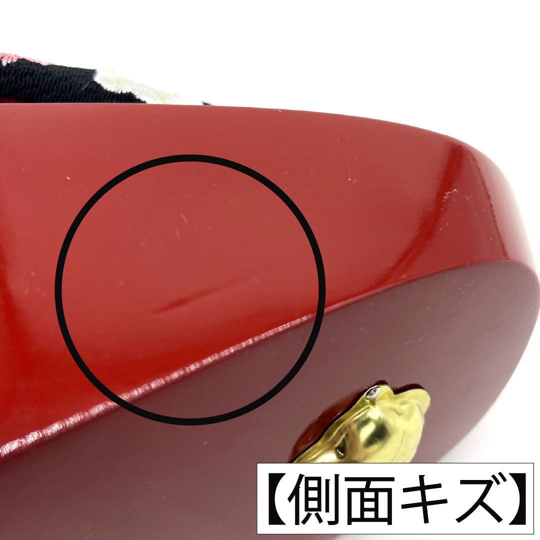 (Like New) Paulownia Wood Geta (Sandals), Grade A, Formal, Pokkuri (Poppy) Geta, Thick Sole, 224cm Long, Size XL, Red, Item Number 1122001323512