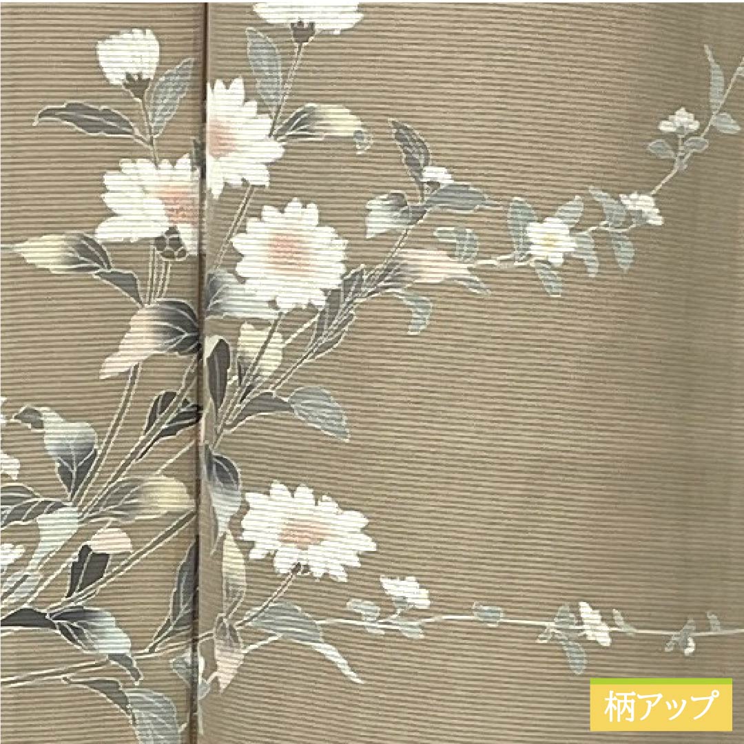 夏物 正絹 付下げ 身丈157cm 裄丈63cm 薄香色（うすこういろ） 草花模様 京友禅 絽 Sランク ベージュ系 1132002752325