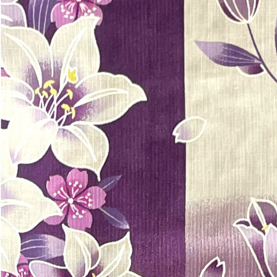 Yukata Checkered Floral Pattern Cotton S Rank Single Layer Length 162cm Sleeve Length 66.5cm White 1118001532411