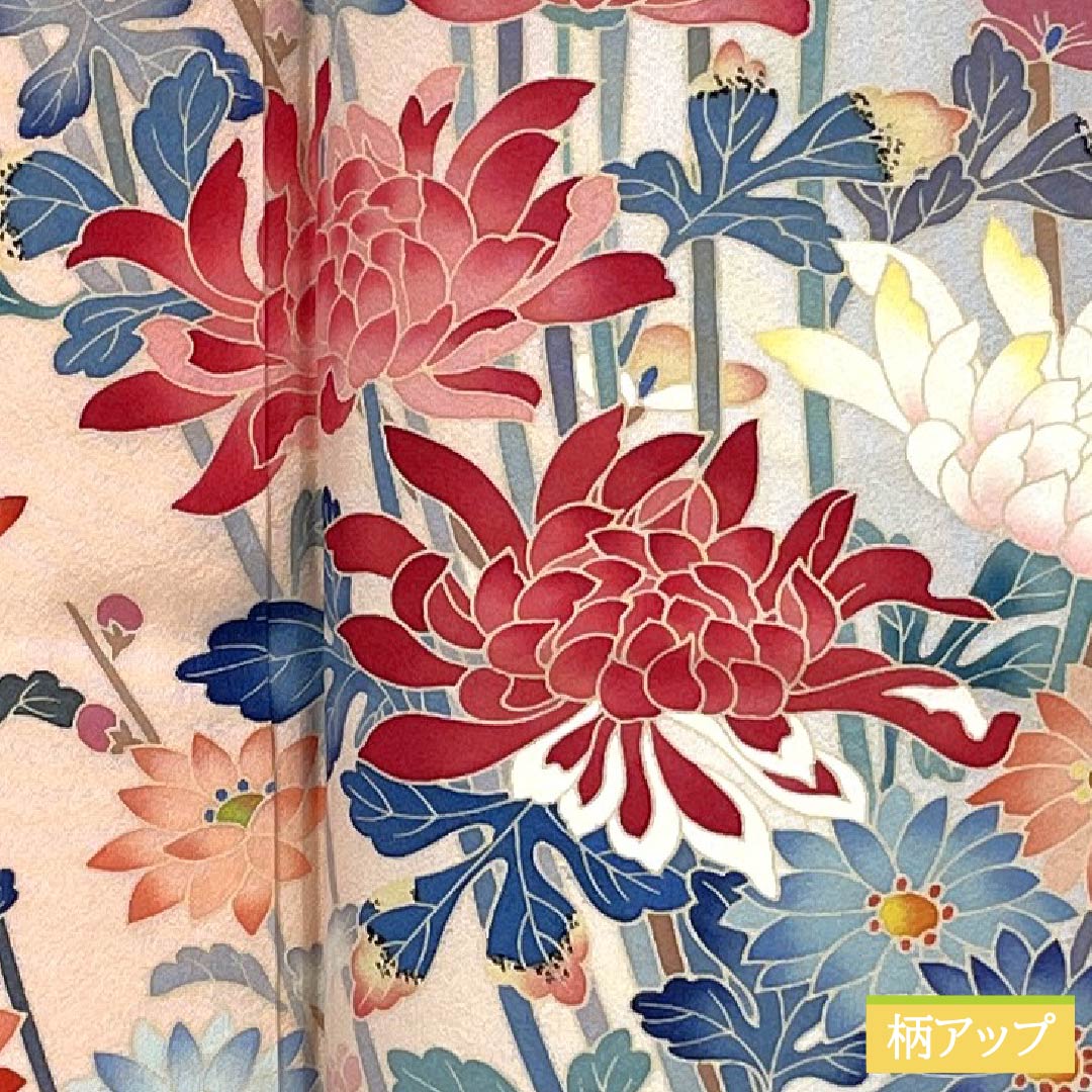 Visiting Kimono, Pure Silk, A-Rank, Lined, Length 157cm, Sleeve Length 65.5cm, Otomeiro (Girl's Color), Single Crest, Mokko (Pink Quince) Design, Kaga Yuzen, All-Flower Design, Artist's Work, Pink, Product Number: 1112006873313