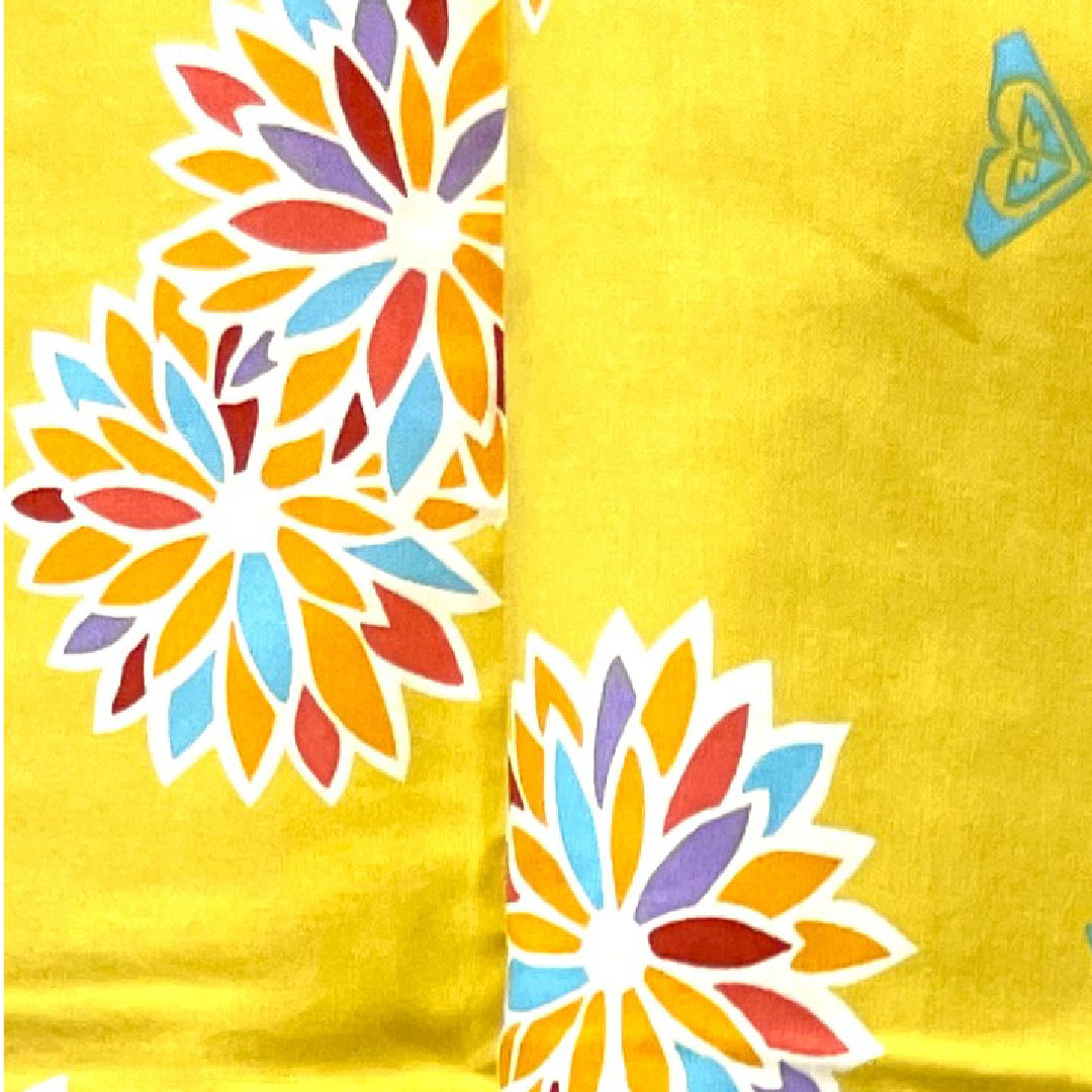 Yukata, Shishigoto color, abstract pattern, cotton, S rank, single layer, length 160.5cm, sleeve length 64cm, yellow, 1118001232423