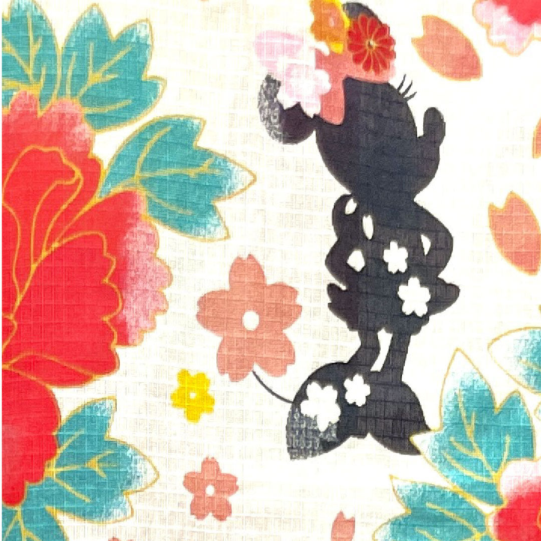 Yukata Disney Minnie Mouse Peony Cherry Blossom Chrysanthemum Cotton S Rank Single Layer Length 162cm Sleeve Length 65.5cm White 1118003902411
