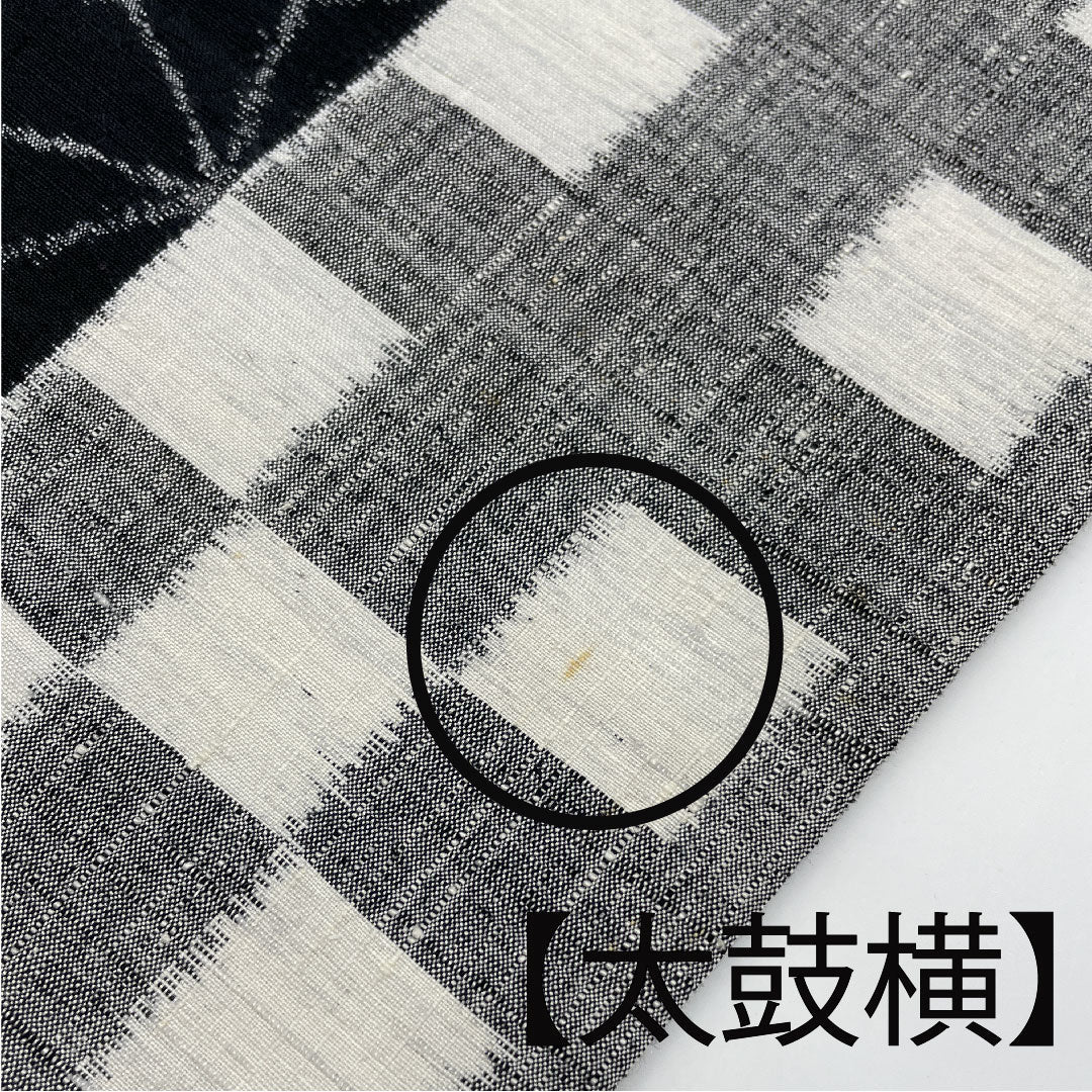 名古屋帯 麻の葉 市松 紬地 本真綿帯丈355cm 正絹 Aランク 六通 カジュアル 黒系 1124001553310  名古屋仕立て