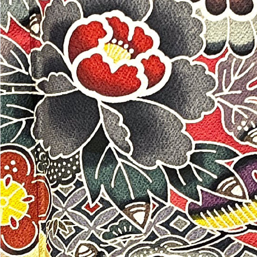 振袖 身丈167cm 裄丈68cm 袷  真紅色 京紅型 吉祥文様 スコッチガード加工  正絹 Sランク 赤系 1113001692512