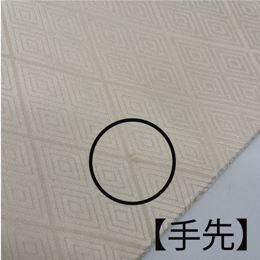 名古屋帯 縮緬 桜 楓 扇 絞り帯丈374cm 正絹 Aランク 六通 カジュアル 白系 1124001663311  名古屋仕立て