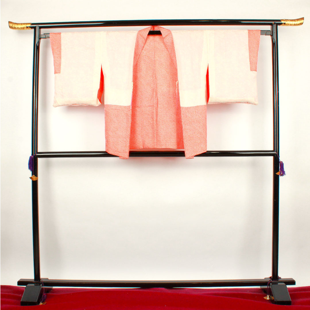 Haori, Length 75cm, Sleeve length 64cm, Scarlet, Shibori, Hikita pattern, Pure silk, S rank, Awase, Vermilion, 1117000362916