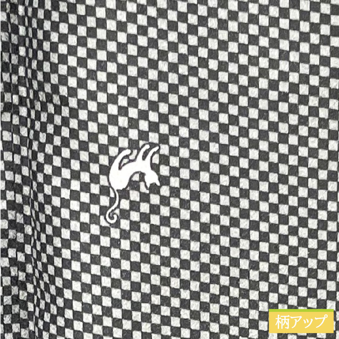 Small pattern, polyester, length 166.5cm, sleeve length 68cm, lined, washable kimono, checkered pattern, cat, S rank, monotone, 1115004382527