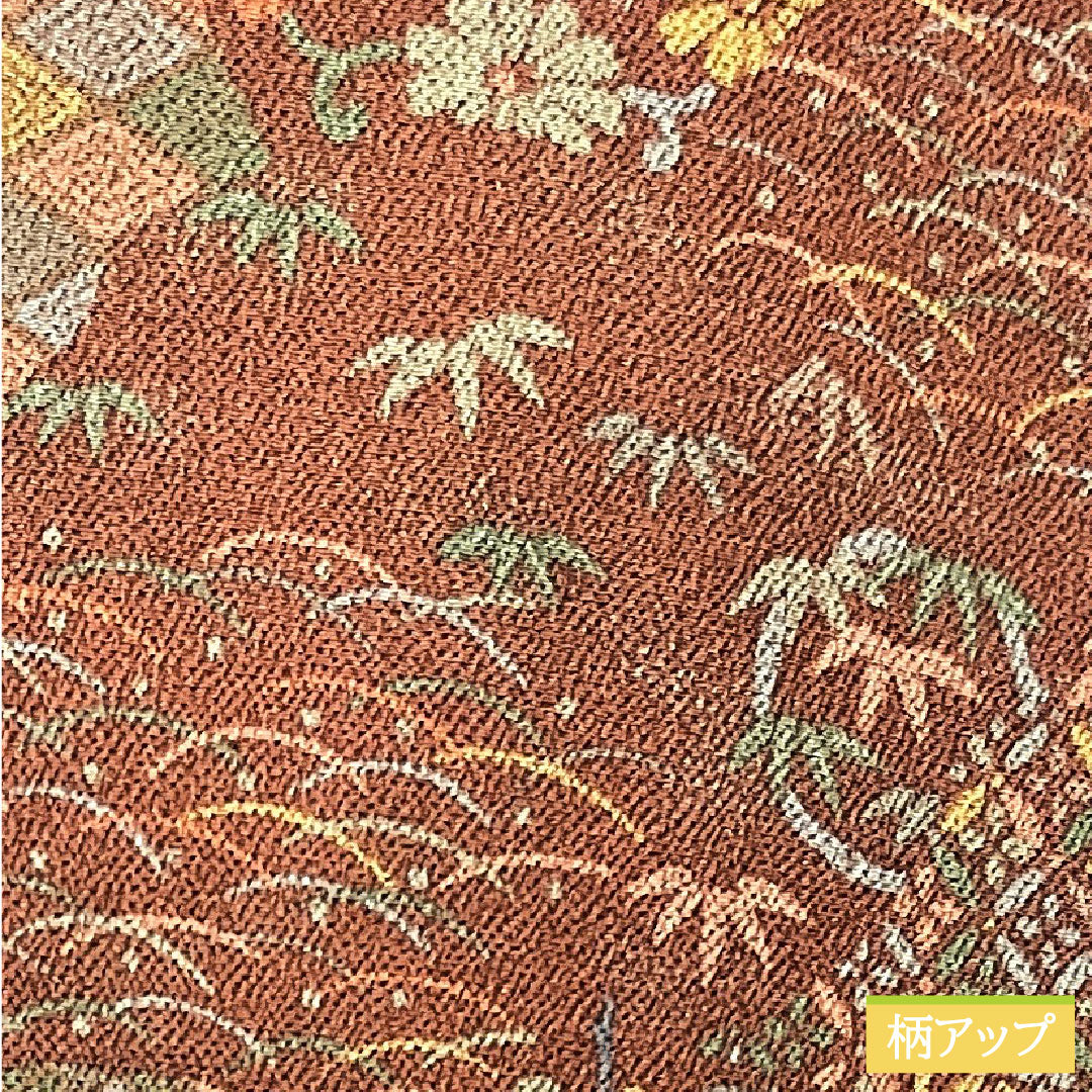 小紋 正絹 身丈157.5cm 裄丈63.5cm 袷  褐色 吉祥文様  Aランク 茶系 1115003583314
