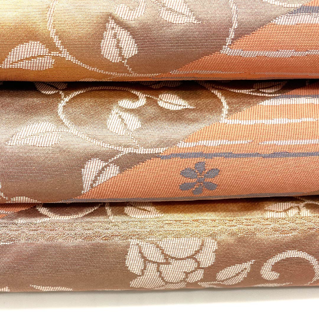 【未仕立】袋帯 正絹 Sランク 緋褪色（ひさめいろ） 正倉院裂文    帯丈434cm 六通 フォーマル ピンク系 1123002892313