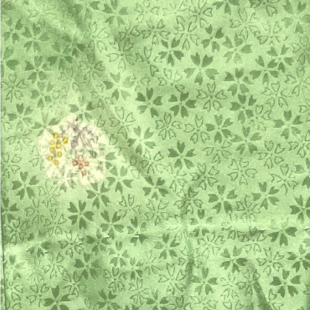 Nagajuban (long undergarment) made of pure silk, length 128cm, sleeve length 66cm, single layer, light green, chrysanthemum, A rank, green 1129000483219