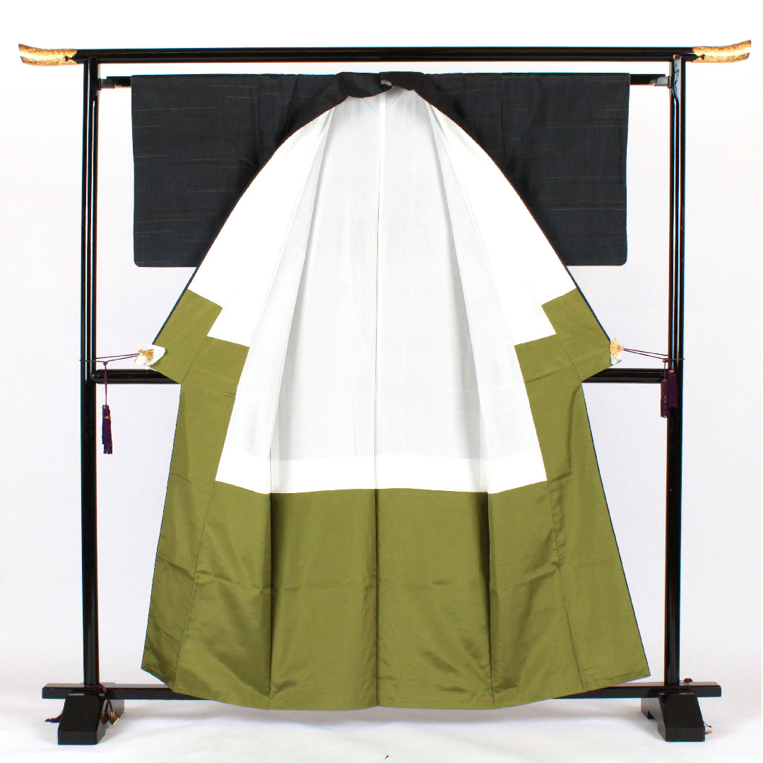 Oshima Tsumugi, Length 160cm, Geometric pattern, Pure silk, A rank, Lined, Navy blue, 1116001383418