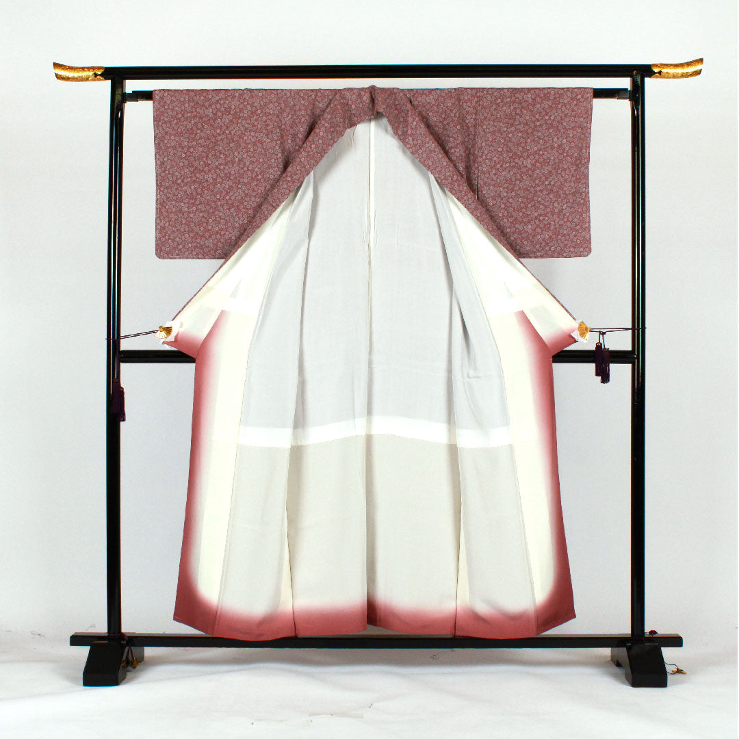小紋 身丈156cm 裄丈63cm 袷  小花文様  正絹 Sランク 紫系 1115001462320