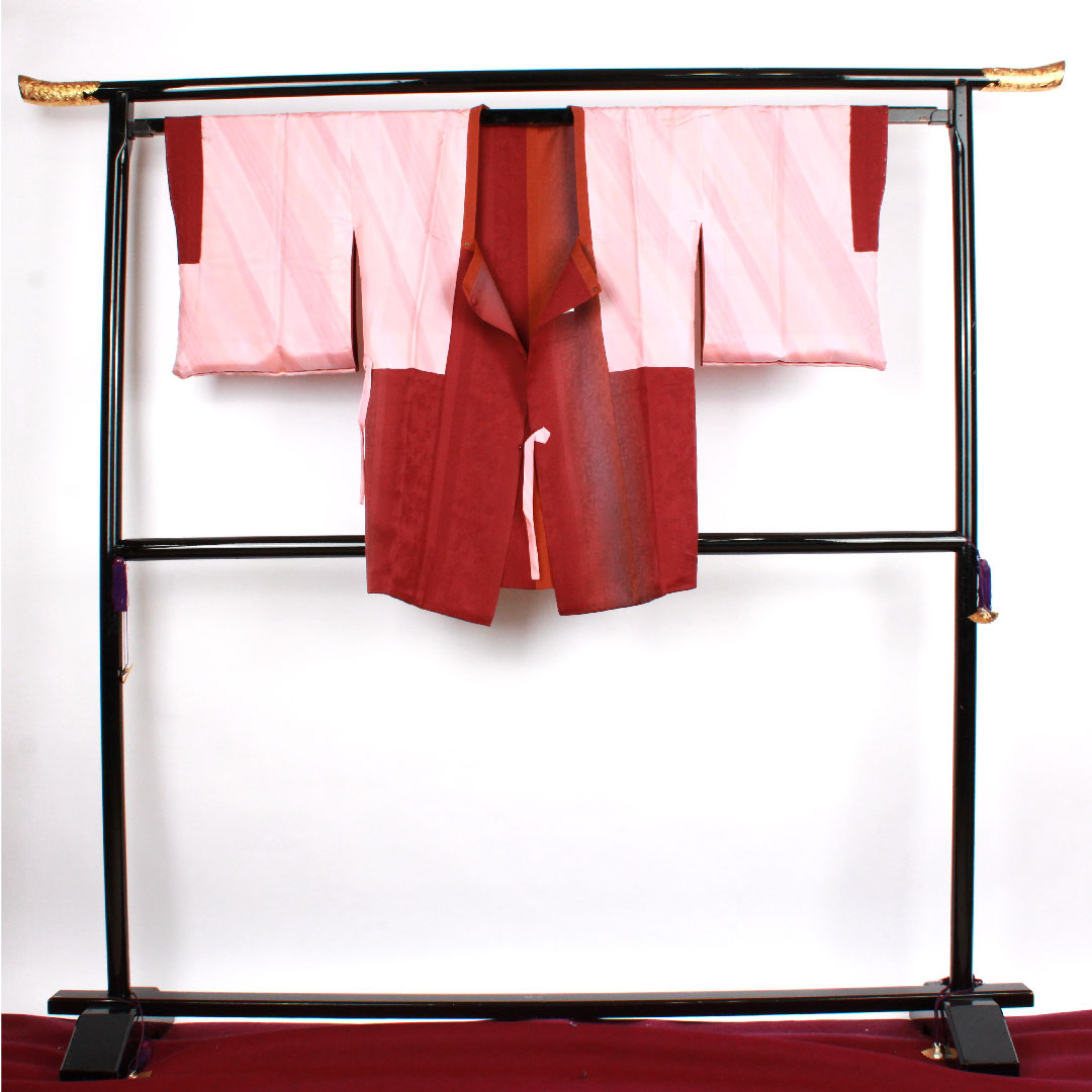 道行コート 身丈85cm 裄丈64.5cm 暗紅色色  ボカシ模様 正絹 Sランク 袷 紫系 1117000422920