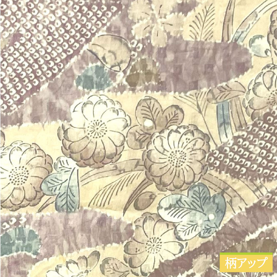 Homongi, pure silk, lined, length 159.5cm, sleeve length 63cm, cherry blossom color, tie-dye, Tsujigahana, A rank, purple, 1112004113320