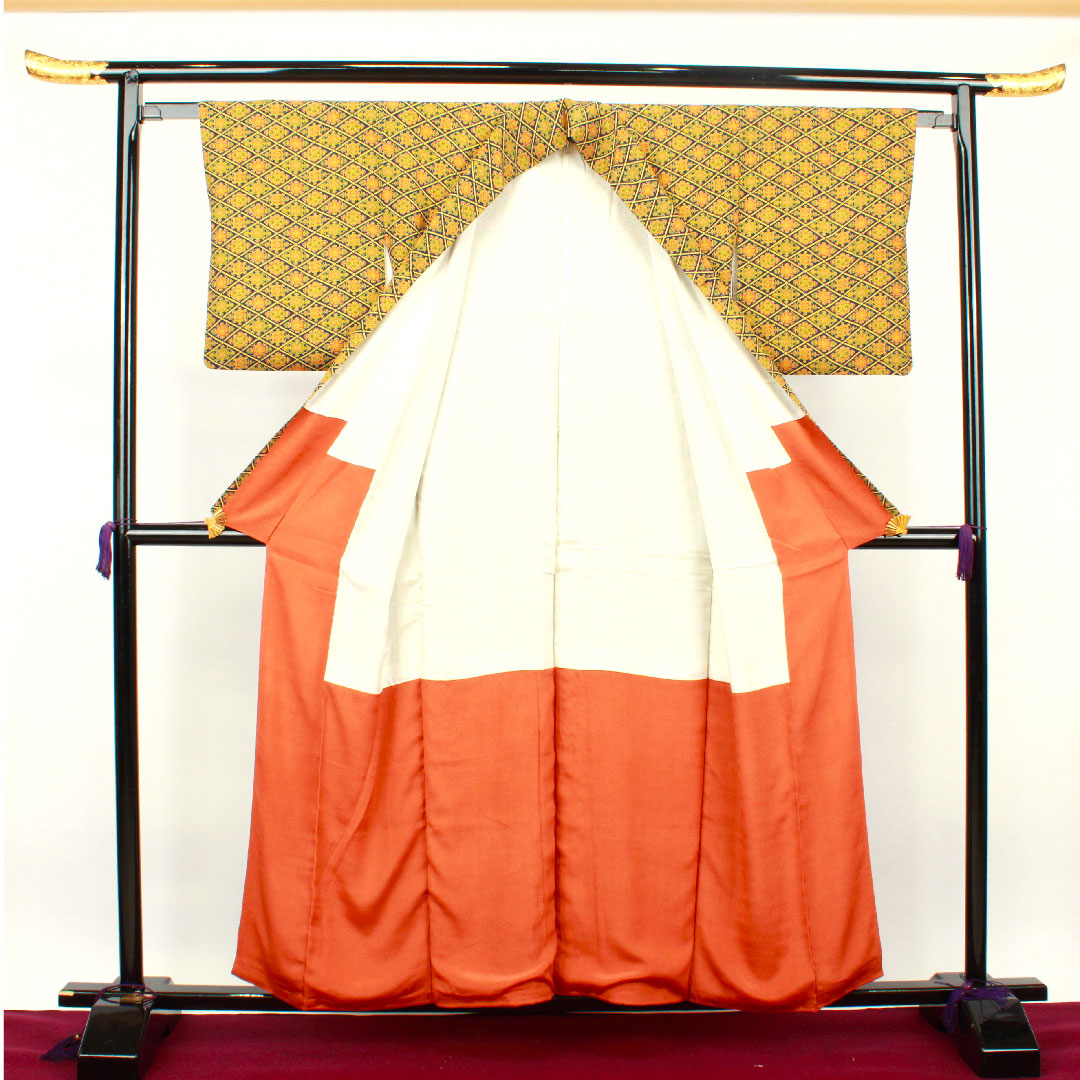 小紋 身丈156cm 裄丈59cm 袷  紺瑠璃色 華文  正絹 Aランク 紺系 1115002673318