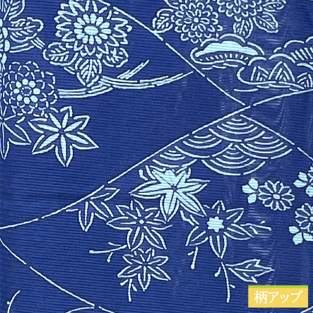 夏物 正絹 小紋 Aランク 身丈156.5cm 裄丈62.5cm 瑠璃色（るりいろ） 型染 吉祥文様 スコッチガード加工 絽 青系 1132004683317