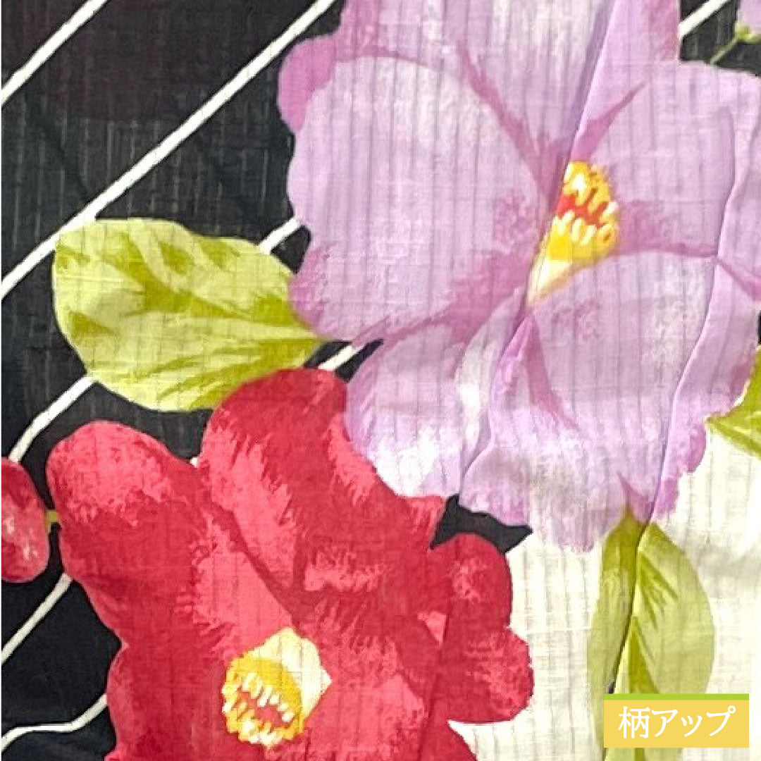 Yukata Cotton Length 163.5cm Sleeve length 64cm S rank Single layer Monotone Camellia 1118005092427