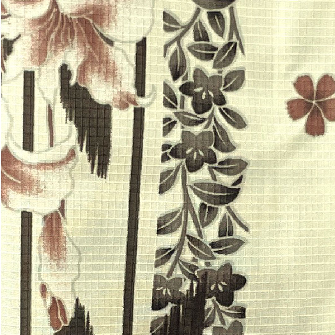 Yukata, cherry blossom, iris, autumn leaves, cotton, A rank, single layer, length 161cm, sleeve length 66.5cm, white, 1118003203411