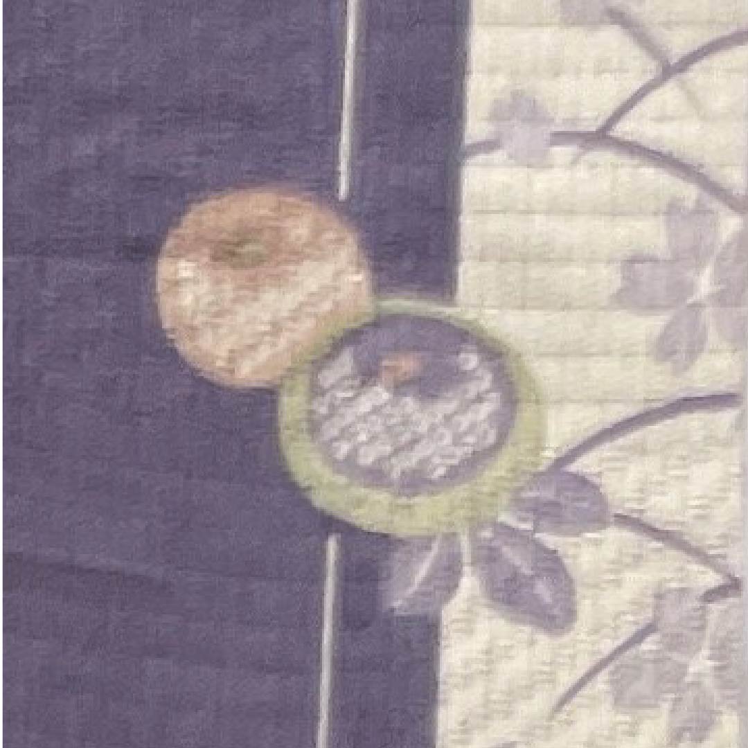Summer pure silk komon length 165.5cm sleeve length 66.5cm deep purple cherry blossom dew grass flower pattern silk S rank purple 1132000132520