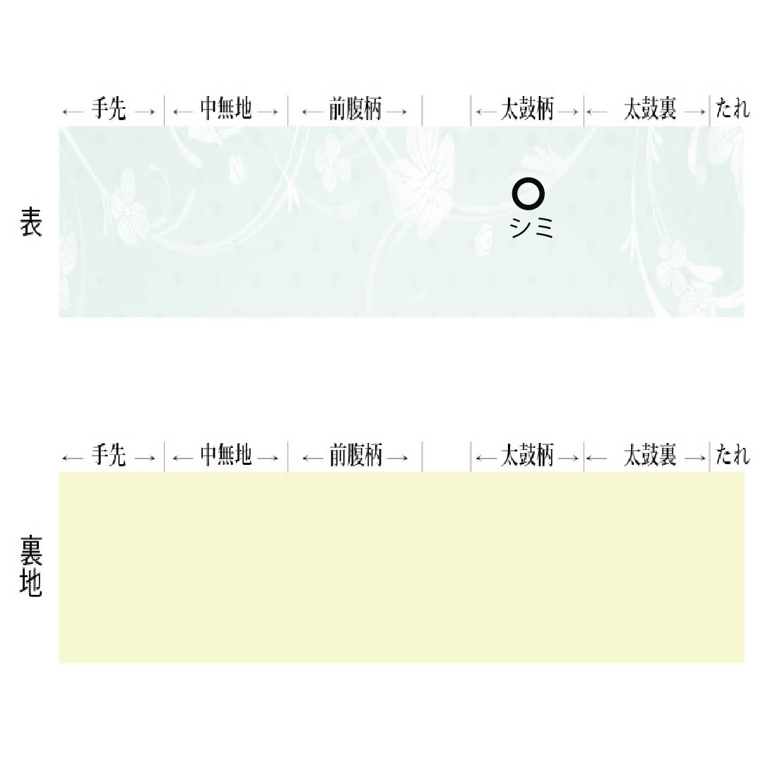 名古屋帯 胡粉色（ごふんいろ） 扇面 唐花 ねじり梅 帯丈348cm 正絹 Aランク 六通 セミフォーマル クリーム系 1124008523315 名古屋仕立て