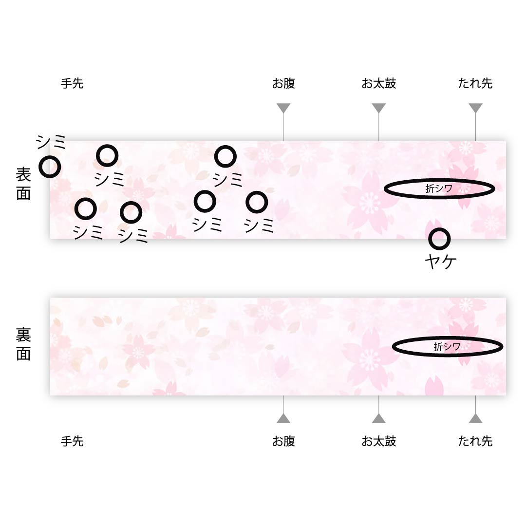 Half-width obi, polyester, lead white, blue and gray, hemp leaf, classic pattern, reversible, obi length 388cm, white, A rank, 1125001203311