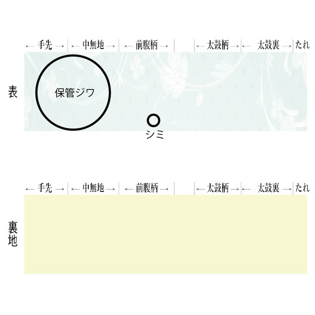 Nagoya Obi, Pure Silk, Grade A, Rikyu White Brown (Rikyu Shirachairo), Dyed Obi, Chirimen Fabric, Okoze Pattern, 360cm Long, Pointed Pattern, Casual, Green, Product Number: 1124010543319, Nagoya Style