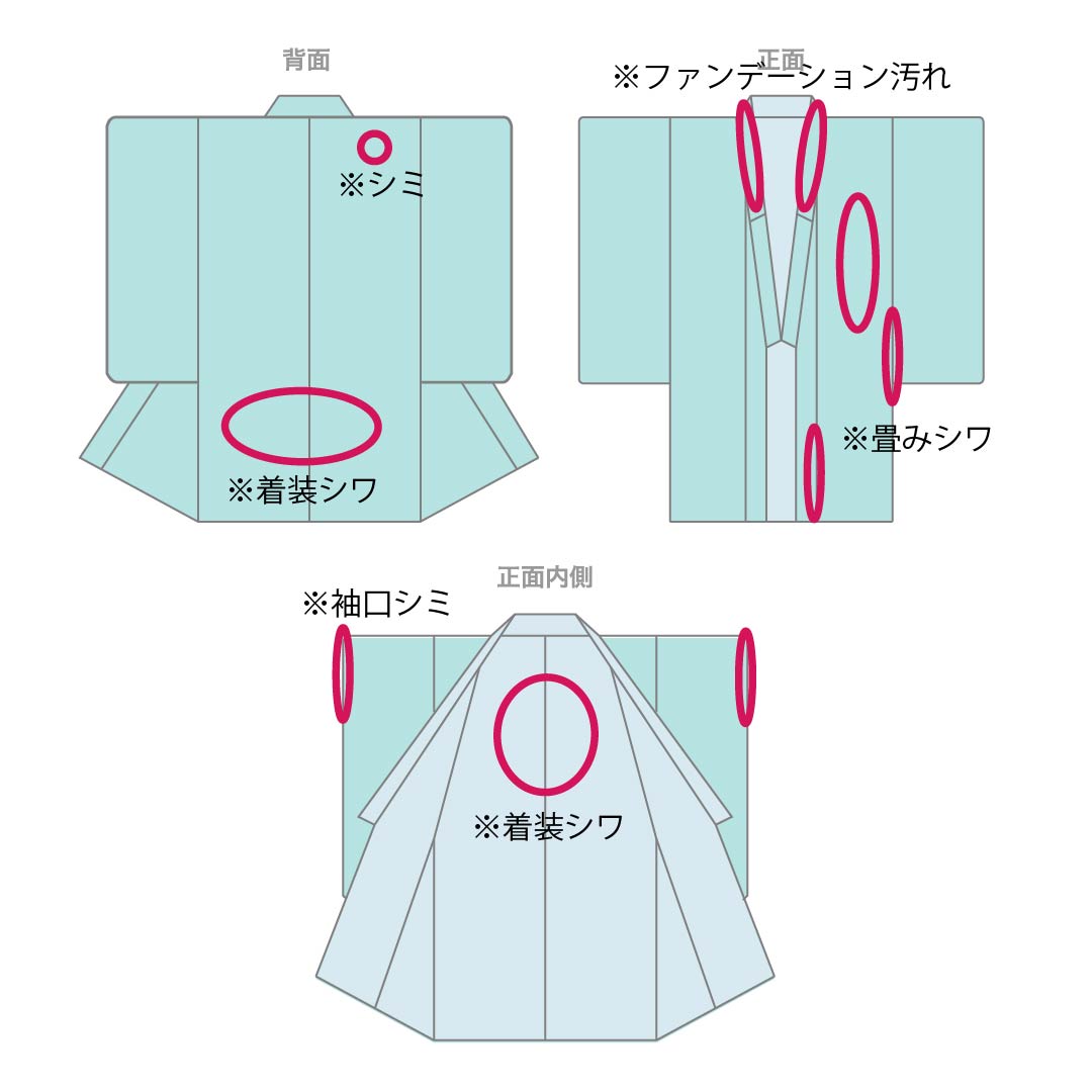 色無地 正絹 Aランク 身丈161.5cm 裄丈64cm 龍泉青瓷釉色（ロンチュエンチンツーユースーいろ） 一つ紋 細中陰五三桐 ちりめん 袷 緑系 1114002513419