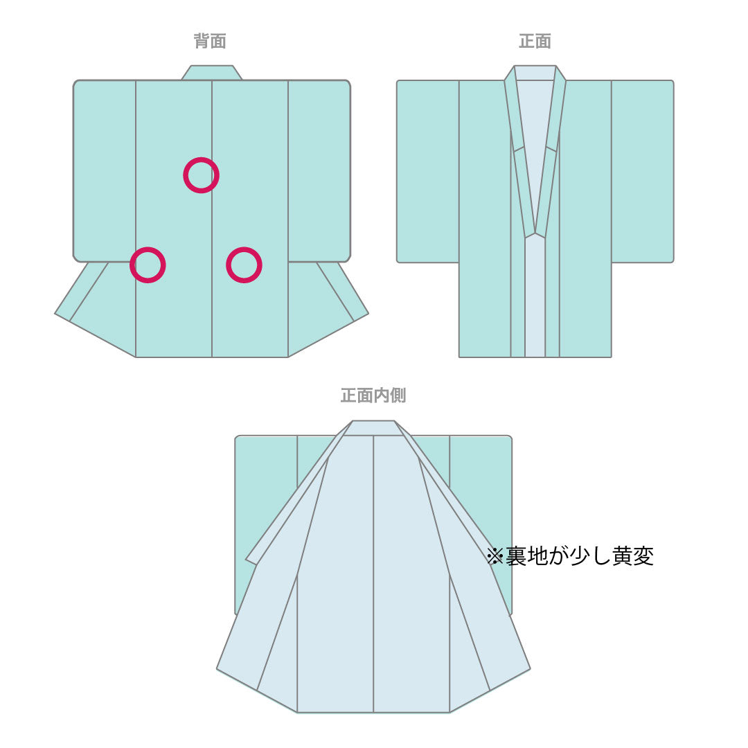 色留袖 身丈150cm 裄丈64.5cm 袷 蝋色 京友禅 松 丸に剣片喰 正絹 Aランク 三つ紋 緑系 1111000493119