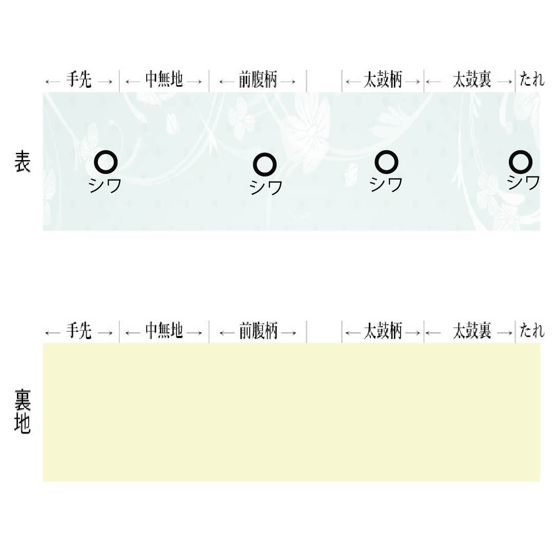 半幅帯 ポリエステル 濃卵色（こいたまごいろ） 幾何学模様 帯丈350cm 黄系 Aランク 1125001703323