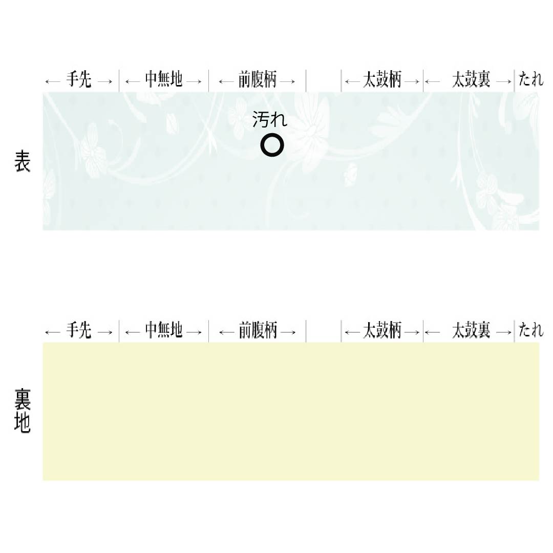 半幅帯 ポリエステル 帯丈396cm 卯の花色（うのはないろ） 七宝つなぎ 古典柄 矢羽根 薄梅鼠色（うすうめねずいろ） リバーシブル グレー系 Sランク 1125001512322