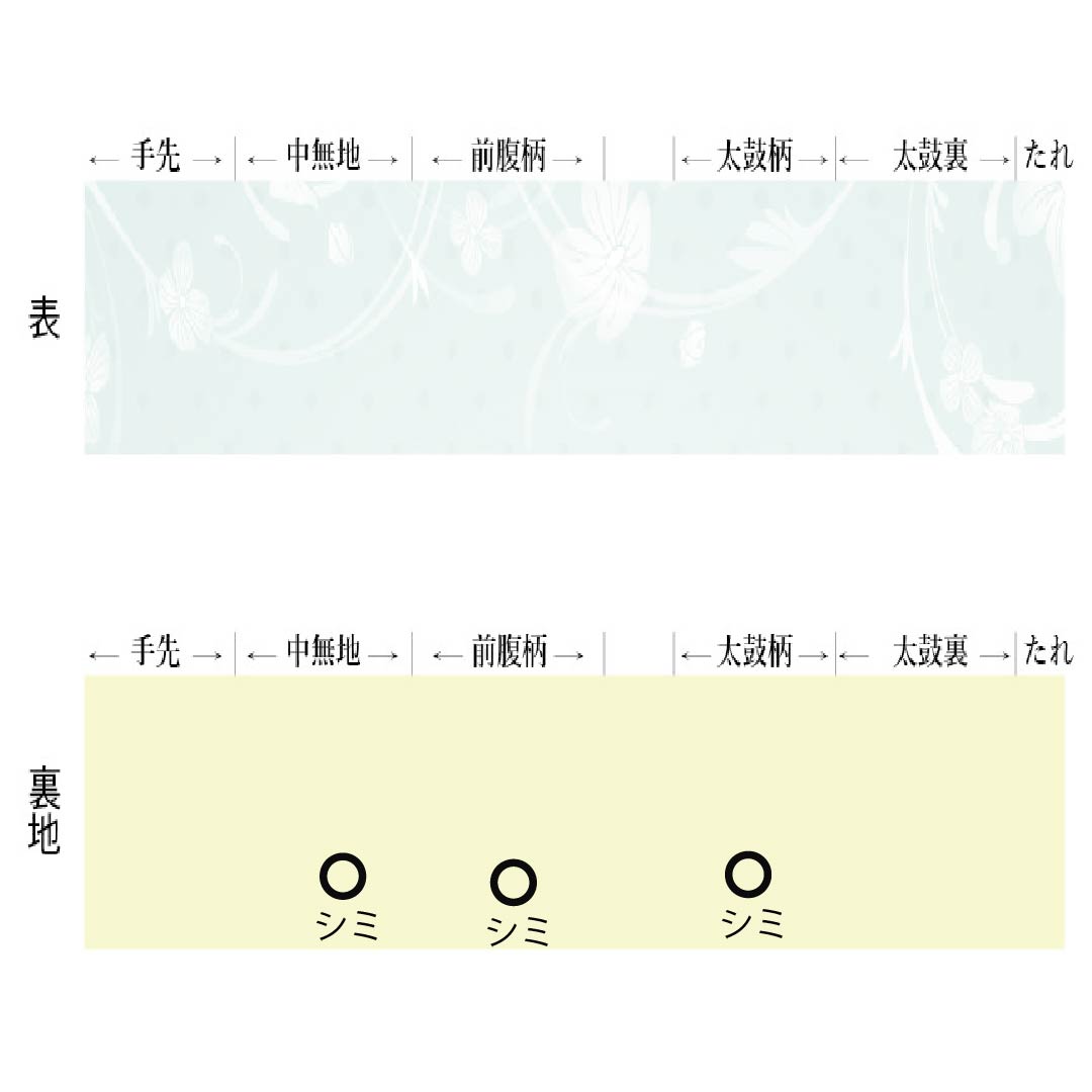 名古屋帯 胡粉色（ごふんいろ） 作家物 染め帯 傘 帯丈392cm 正絹 Bランク ポイント柄 セミフォーマル クリーム系 1124008344415 開き仕立て