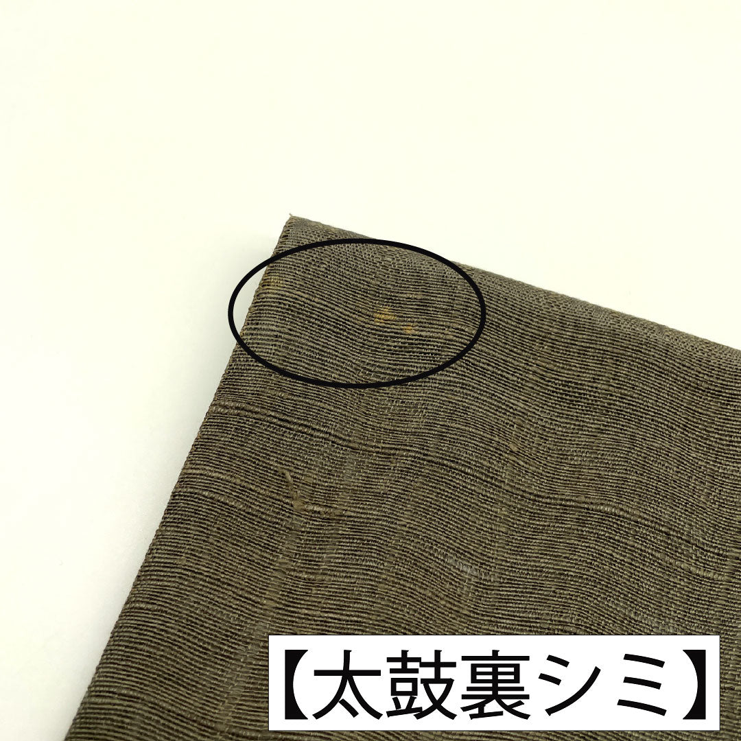 袋帯 正絹 Sランク 西陣織 すくい織 紬地 七宝 古典柄 帯丈450cm ポイント柄 セミフォーマル 緑系 1123016252419