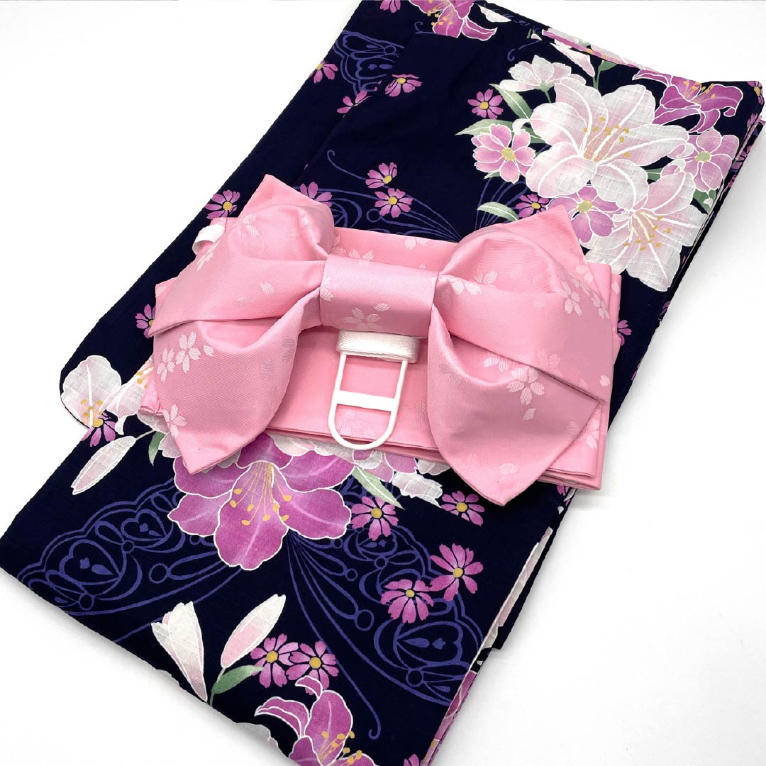 Yukata Cotton Length 166.5cm Sleeve length 65.5cm NEW rank Single layer Navy blue (Nukon-iro) Brand new unused item Comes with pre-tied obi Butterfly 1118005571518