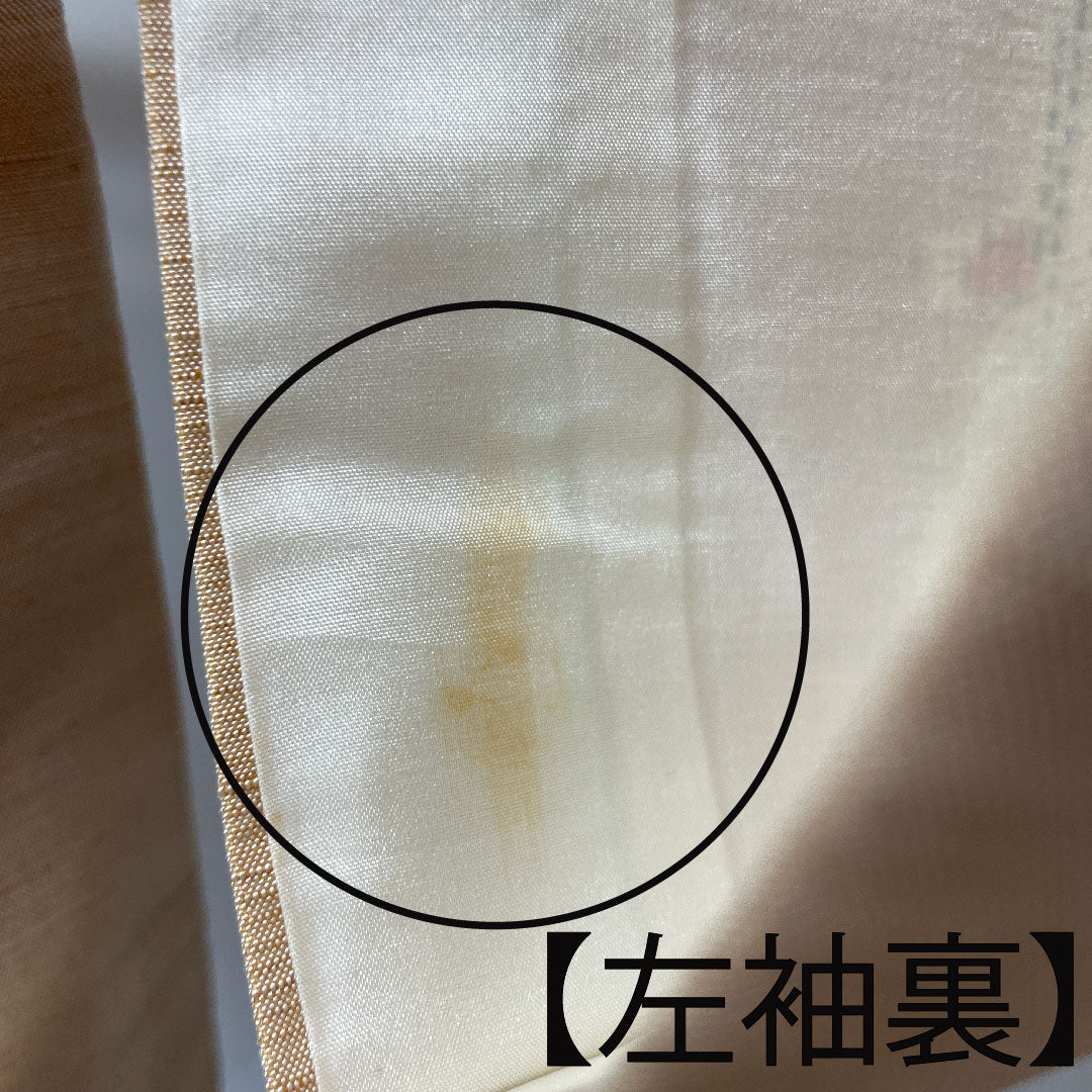 紬 身丈155.5cm 裄丈62cm 胡桃色 抽象模様 正絹 Bランク 袷 橙系 1116002444326