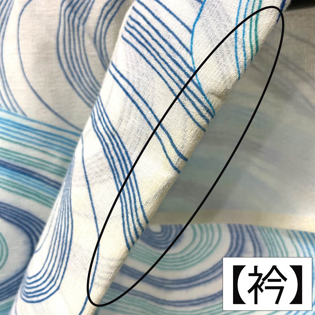 浴衣 木綿 Bランク 身丈154cm 裄丈65cm 白色 波 型染 単衣 白系 1118007034211