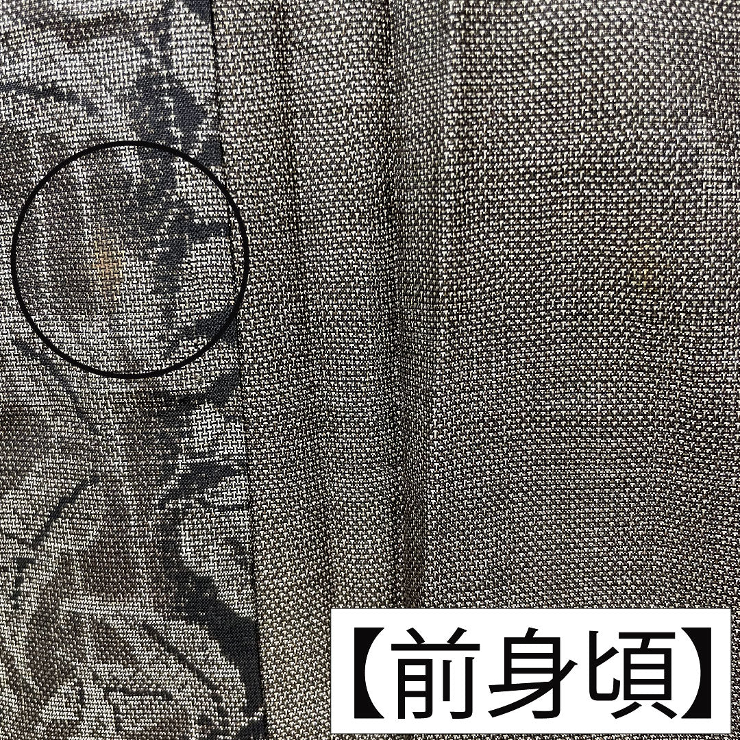 紬 正絹 身丈169cm 裄丈67cm 大島紬 9マルキ 草花模様 Aランク 袷 茶系 1116003603514