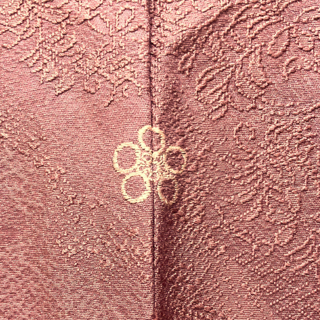色無地 正絹 身丈157.5cm 裄丈64cm 帯紅色（たいこうしょく） 道長取り 梅鉢 袷 Sランク 紫系 1114001422320