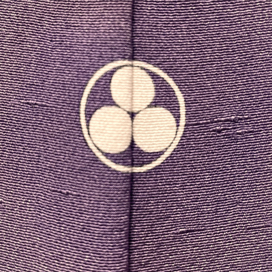Plain color, pure silk, length 164cm, sleeve length 68cm, aoiiro (blue color), pongee fabric, one crest, three stars in a circle, lined, A rank, purple, 1114001933420