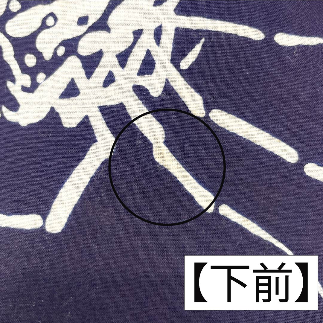 メンズ浴衣 木綿 身丈146.5cm 裄丈67.5cm Aランク 単衣 紺系 海老 蛤 1118005593118