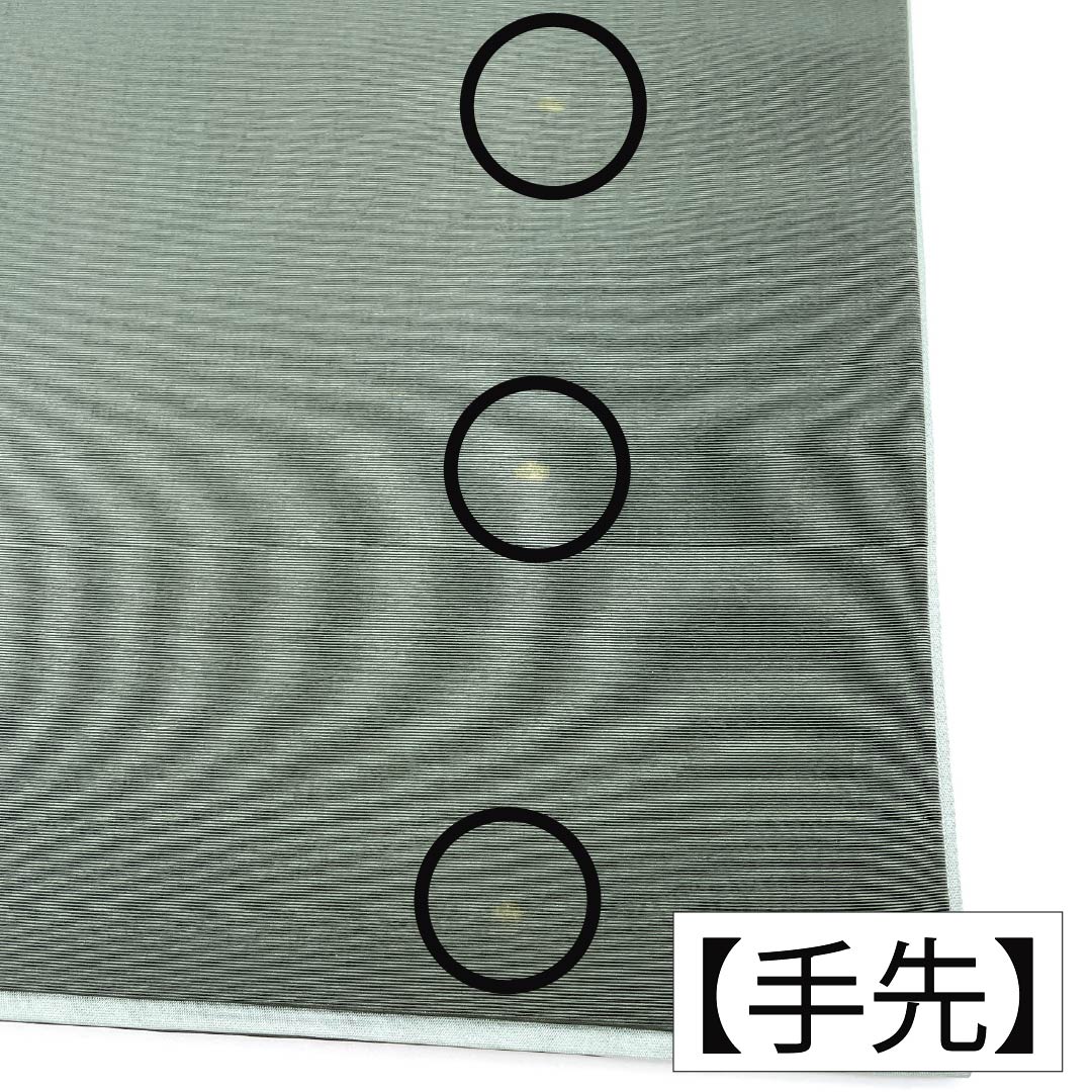 名古屋帯 正絹 Aランク 開き仕立て 鈍色（にびいろ） 唐草模様 帯丈366cm ポイント柄 セミフォーマル 緑系 1124012763319