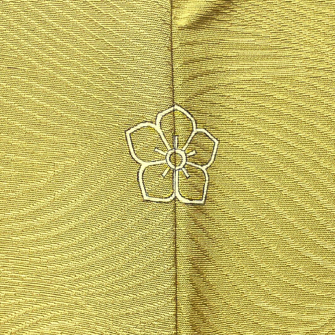 Plain color, withered color, wave, bellflower, length 159.5cm, sleeve length 62cm, lined, pure silk, S rank, yellow, 1114000582323