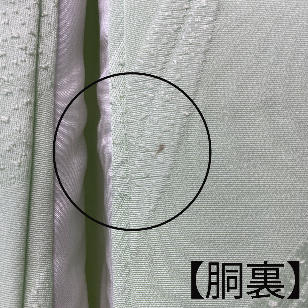 色無地 正絹 黄緑色 笹  身丈151.5cm 裄丈62cm 袷  Sランク 緑系 1114000892219