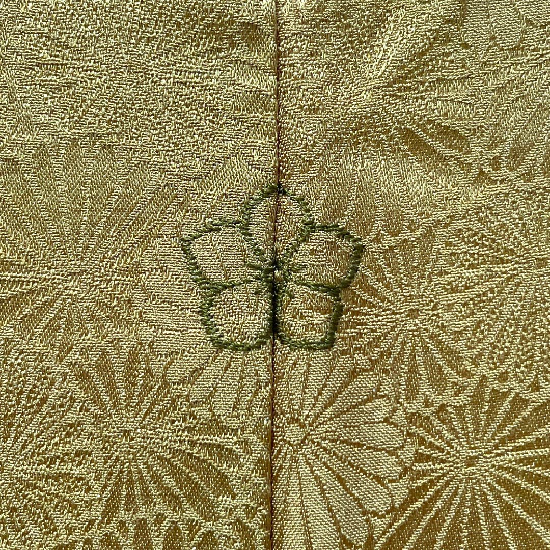 Solid-colored silk kimono, S rank, length 154cm, sleeve length 64cm, hibiscus-brown (hiwachairo) color, single crest (kikyo) with sewn crest, lined, green, 1114002432219