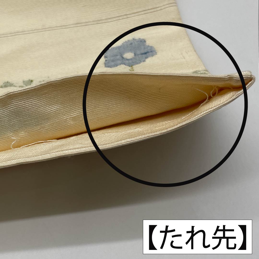 袋帯 正絹 Aランク 生成り色（きなりいろ） ふくれ織 紬地 草花模様 帯丈426cm 六通 カジュアル クリーム系 1123015303315