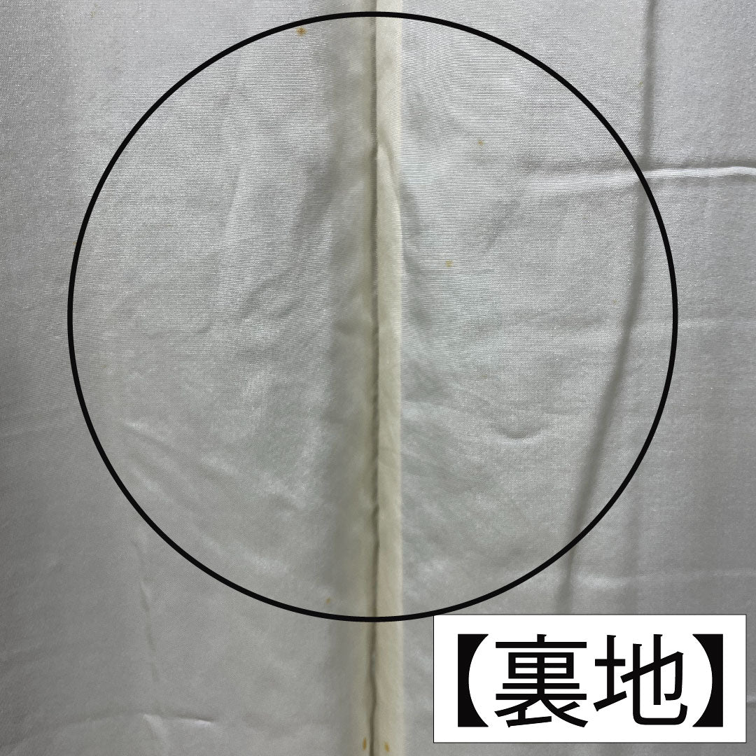紬 正絹 身丈149.5cm 裄丈60.5cm 鈍紫色（にぶむらさきいろ） 流水 花模様 Aランク 袷 グレー系 1116003593122