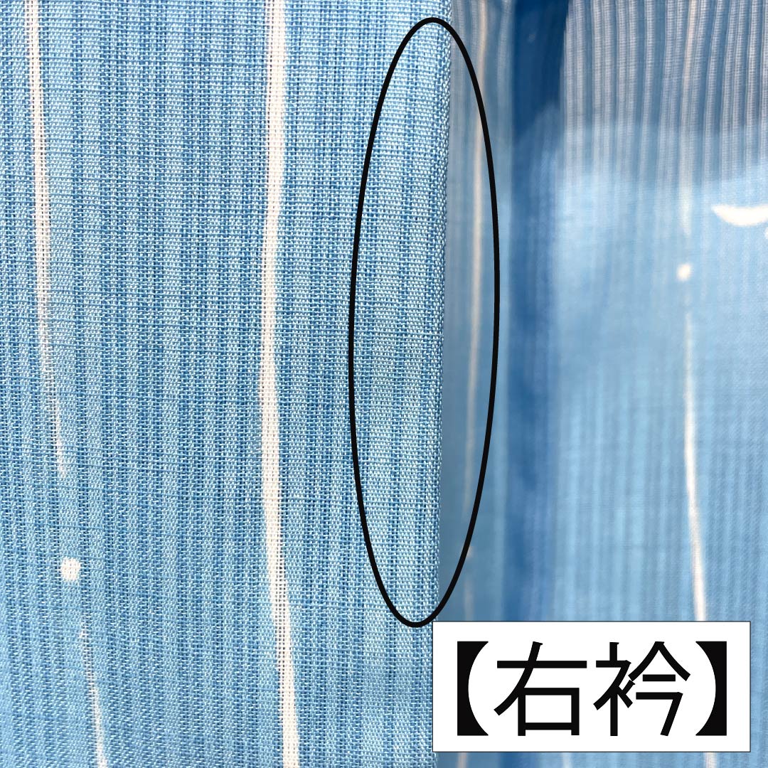 夏物 ポリエステル 小紋 身丈161cm 裄丈68cm 浅藍色（うすらんいろ） 竪絽 縞 鶴 絽 Bランク 水色系 1132002484424